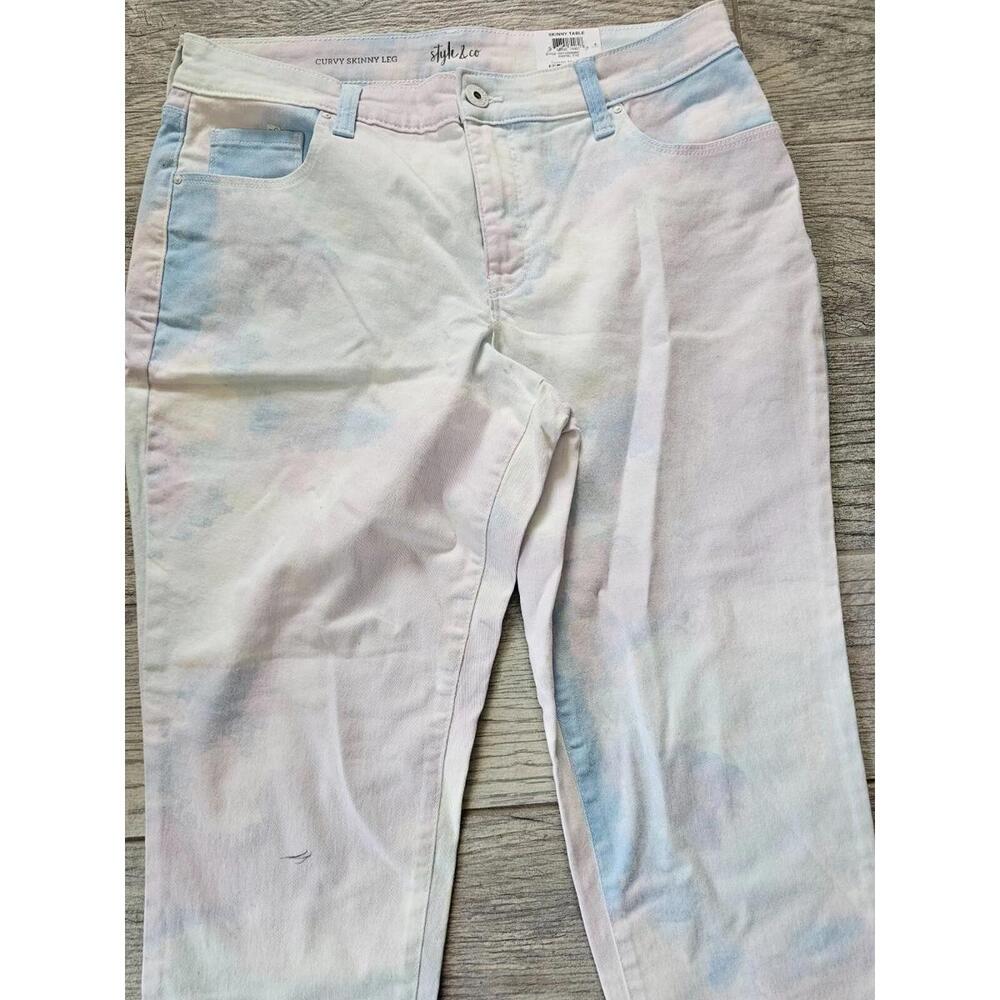 BNWT New Style & Co Curvy Fit Skinny Leg Tie Dye Denim Jeans Pants Size 12 - Picture 8 of 12